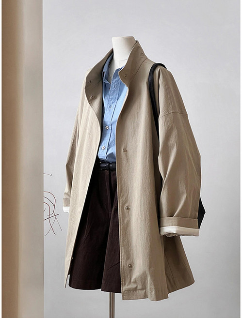 카키 트렌치 재킷 2026 가을/겨울 여성 신영국 스타일 코트