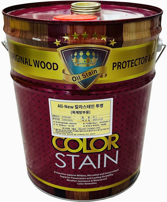 노루 목재용 방부목 데크 오일스테인 / 칼라스테인 커버업 /용량 16L, 투명 16L, 1개