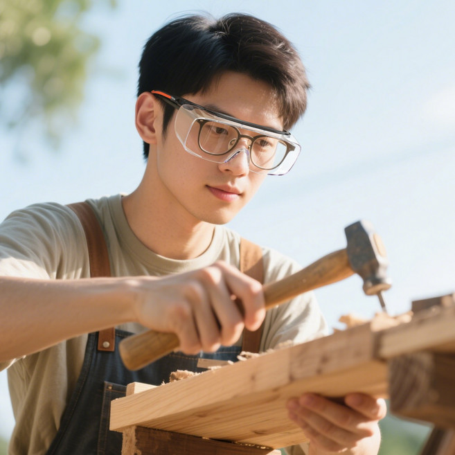 RAUOJOS 보안경 김서림방지 충돌 보호 작업 보안경 ROS - OTG002, 오렌지, 1개