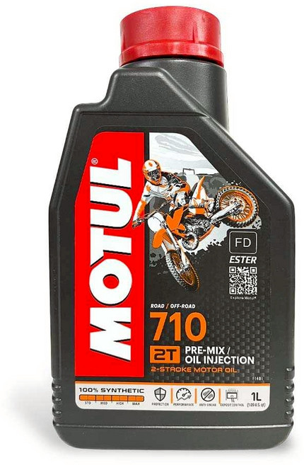 MOTUL 710 2T 全合成二行程機油 1公升 道路越野預混噴射適用, 1個
