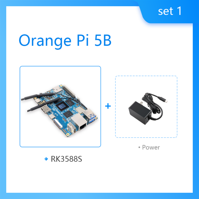 오렌지 파이 5B 미니 PC 싱글 보드 컴퓨터 16G RAM 256G EMMC 64 비트 록칩 RK3588S 듀얼 밴드 온보드 와이파이 원격 제어 BT 기가비트 랜 포트, [02] set 1, 1개