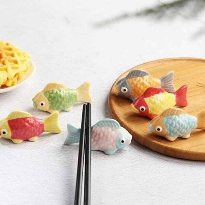 작은 붕어 세라믹 젓가락 받침대, 그린, 1개