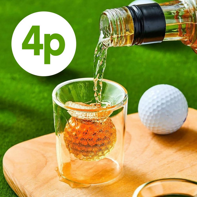 릴스베이 골프공 술잔 홀인원 기념 선물 특이한 소맥 위스키 고량주 글라스 잔 집들이 선물, 4개, 투명
