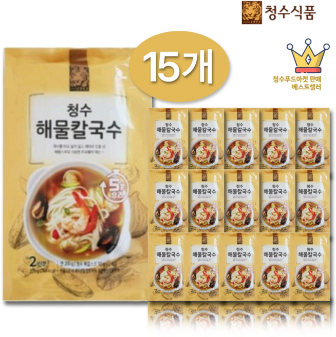 청수 해물 칼국수 220g x 15개 1BOX (30인분) (국수300g1개 증정)