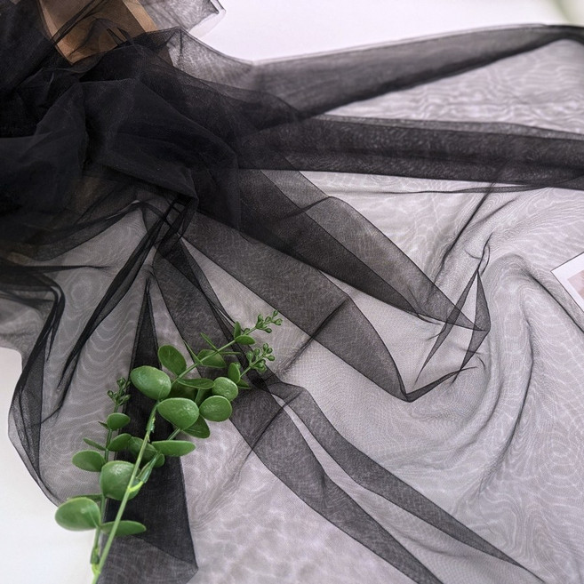 CRT 008 탐나요 촘촘한 망사 원단 무지 투투 패브릭 샤샤 대폭 천 드레스 모기장, 1개, 블랙