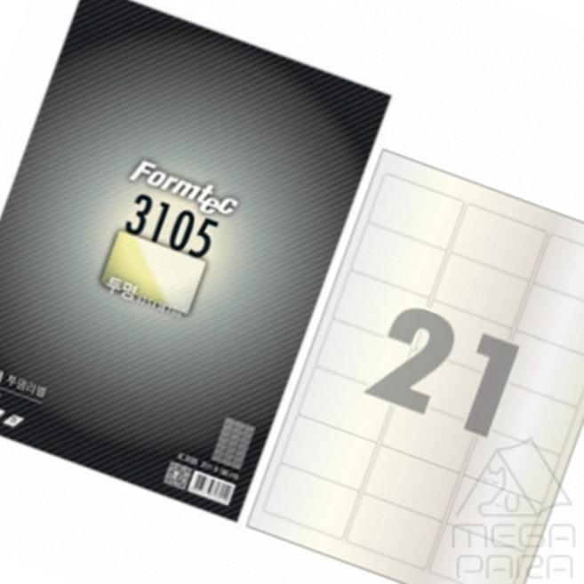 미니파라 잉크젯 투명라벨 잉크젯 A4 21칸 5매 바코드라벨