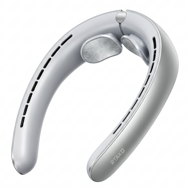 PYHO 급속냉각 무선 BLDC 넥밴드 선풍기 대용량 배터리 캠핑용 5200mAh, 은빛, BP939