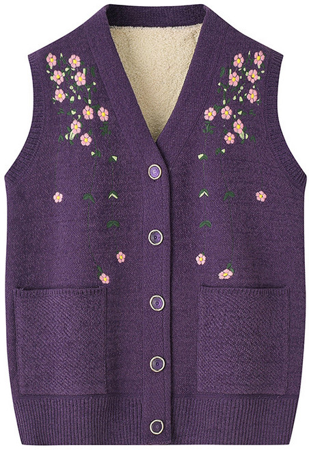 쌍천 할머니 조끼봄 가을 겨울 기모 베스트 할머니 자수 조끼 엄마옷 조끼 A25080428