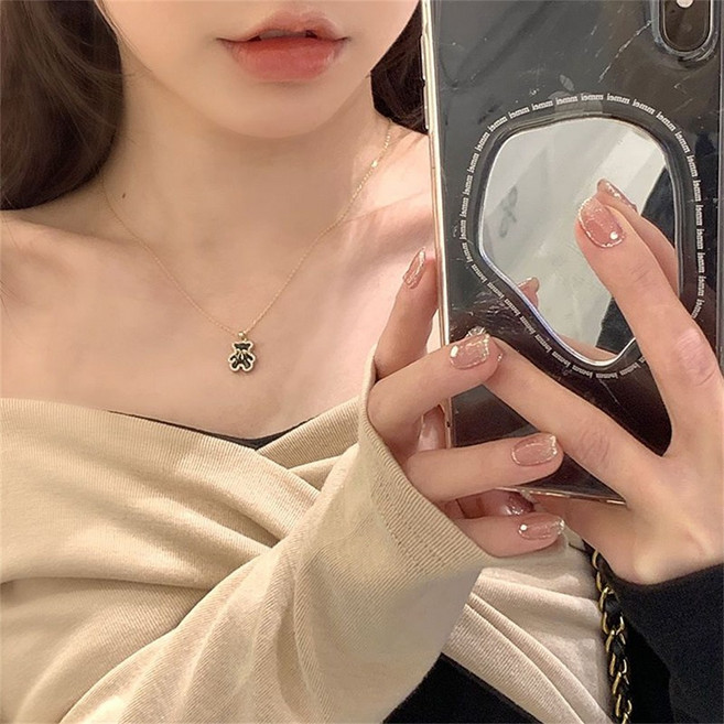 besteffie 여성용 패션 심플 귀여운 펜던트 큐빅 포인트 얇은 체인 디자인 쇄골 목걸이 K83