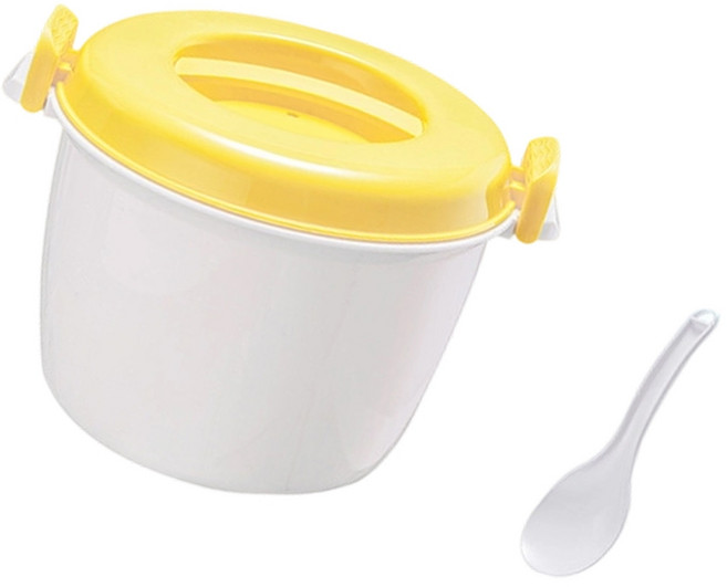 플라스틱 전자레인지용 밥솥 2600ml 주방용 찜기 휴대용 도시락 보온 도시락 야채 찜기 용기, 노란색