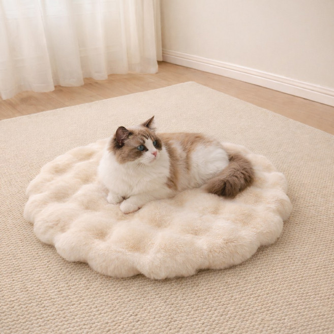 하늘루루 포근한 반려동물 와플 방석, 1개, 베이지