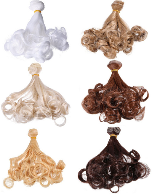 6개입 인형 가발 롱 펌 헤어 혼합 색상 15~100cm