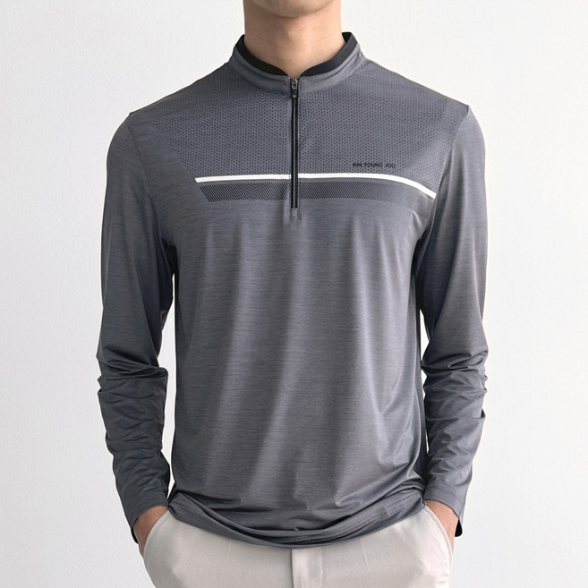 김영주스포츠 남성 미모필 티셔츠 KRMT6235 봄 여름 가을 골프 출근 아웃도어 데일리 스판 반집업