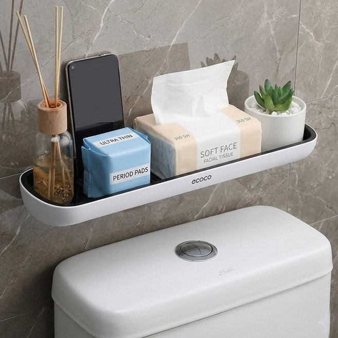 무타공 욕실 세면대 선반 물빠짐선반 욕실젠다이, 화이트그레이, 1개