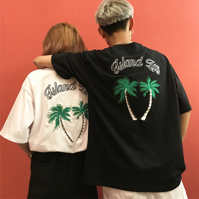 아일랜드 라이프 야자수 반팔티