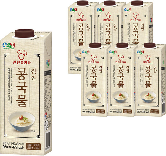 콩을 통째로 갈아넣은 정식품 진한콩국물 950ML 6개