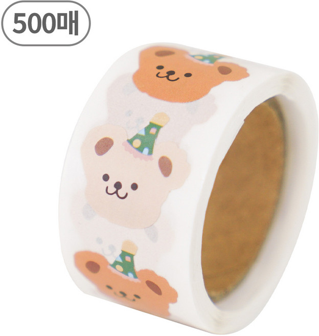 디어플레이스 포장 꾸미기 롤스티커 12종, 1개, 13 꼬깔 곰돌이 500매