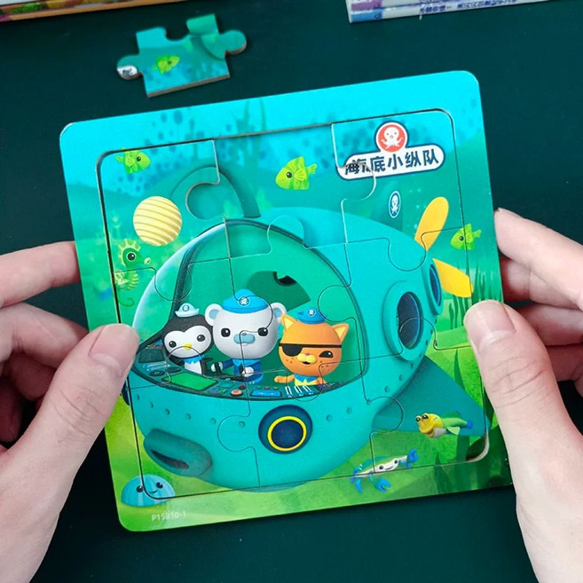 글로아픽 현수막 Octonauts 배경 파티 수중 세계 스튜디오 생일 배너 번째 소년 소품 첫, 1개, AK. 옥토넛 9 조각 나무 퍼즐