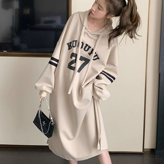 여성 빅사이즈 후드 롱 원피스 루즈핏 캐주얼 맨투맨 원피스 트레이닝 데일리룩 가을 겨울 편한 츄리닝 원피스