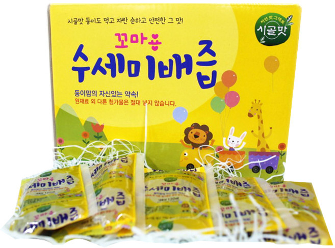 브랜드없음 시골맛 어린이용 무첨가 순한 배즙인 수세미배즙, 첫단계(꼬마용)배로만 단맛을 맞춤., 90ml, 60팩