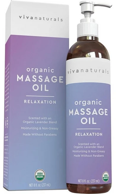 Viva Naturals 유기농 마사지 오일 라벤더 향 237ml(8온스) - 기름지지 않음 인증된 유기농 마사지 테라피 오일, Scented - 쿠팡