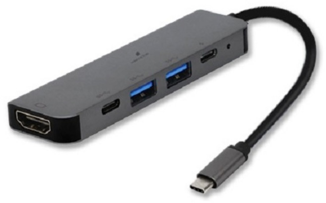 가이라 썬더볼트3 C타입 5IN1 멀티허브 맥북 에어 프로 그램 USB허브 HDMI 확장 PD, 1개