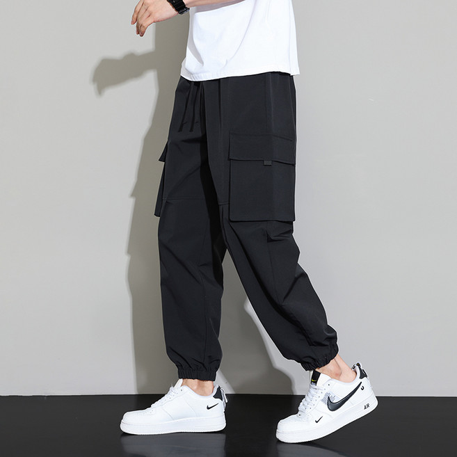남성용 스판 밴딩 카고 조거 팬츠 여름 쿨바지 트레이닝팬츠 작업복바지 U-9036