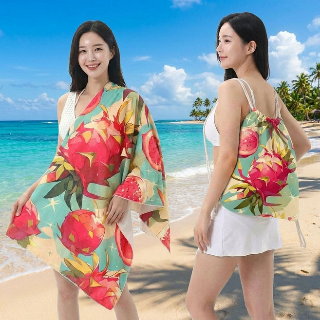 네바스 수영장 해변 워터파크 극세사 비치타올 가방, 1개, 선데이레드