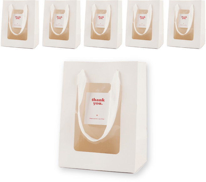 투명창 윈도우 미니 쇼핑백 어린이집 생일 답례품 구디백, 화이트, 6개