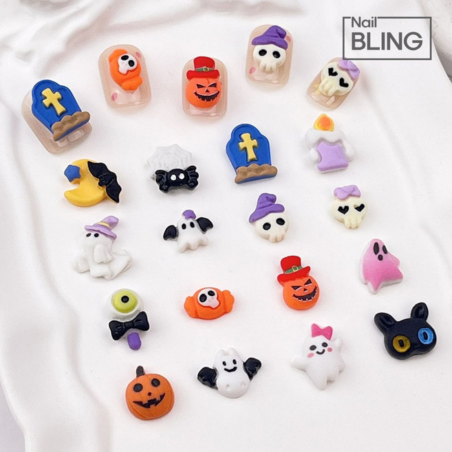 할로윈 꼬마유령 네일파츠, 7 마녀해골, 1개