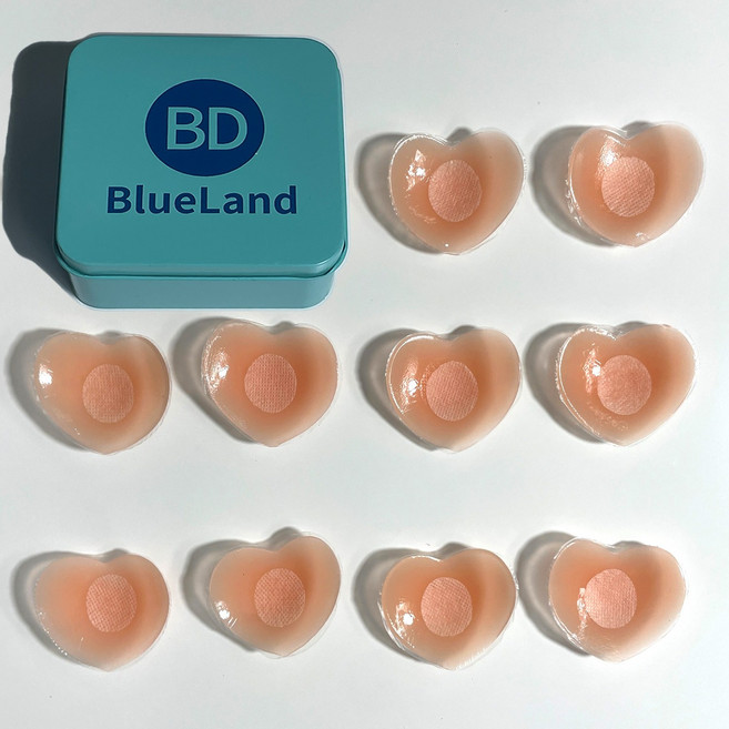 블루랜드 여성 실리콘 하트 틴케이스 니플패치 12P, 12개