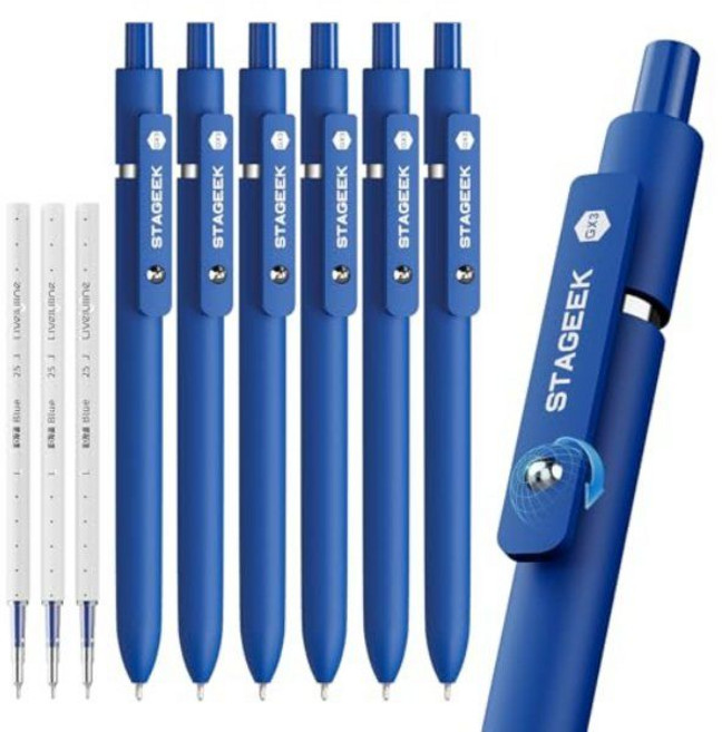 STAGEEK 볼펜 젤펜 파란색 미국직구 6개입 세트 리필 매끄러운