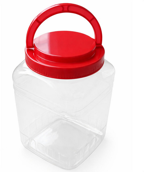 사각 4.3리터 광구용기 대광구 핸들 페트용기 젓갈통 고추장 된장통 담금주 과일청 공병 식품소분, 1개, 4.3L