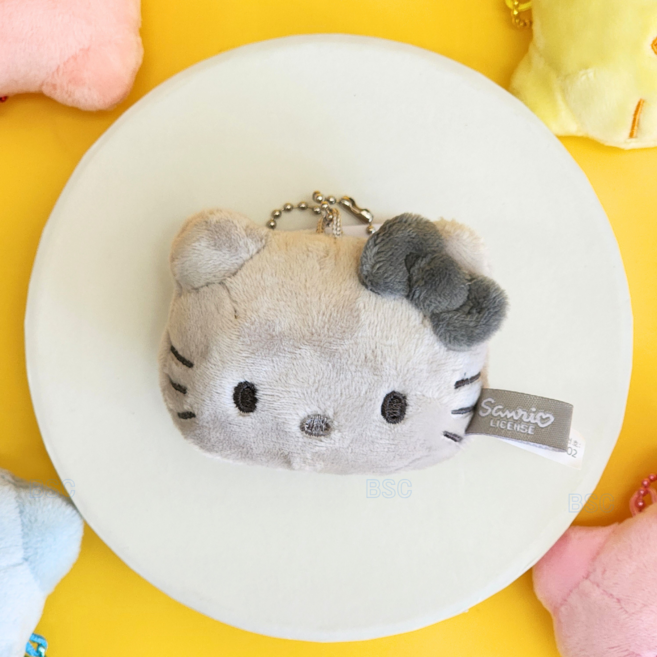 BSC 산리오 헬로키티 얼굴 컬러5종 인형 미니 가방장식 키링 열쇠고리 가방고리 키홀더, 1개, 4.헬로키티얼굴 그레이, 5cm