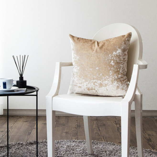 쿠션커버 샤인벨벳 스퀘어 샴페인