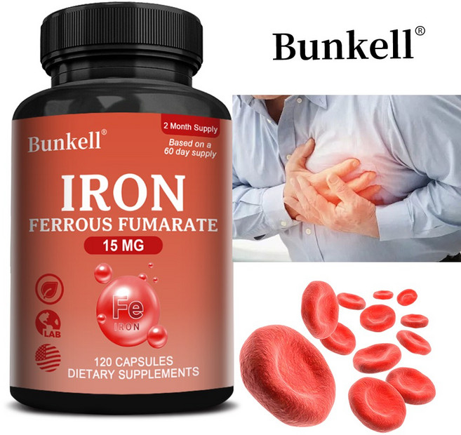 천연 복합철 캡슐 15mg 영양성 빈혈 철분 수치 향상 면역력 강화 혈액 개선 헤모글로빈 밸런스 유지에 도움, 2개, 120회분