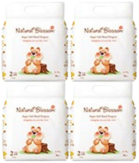 네추럴블라썸 비건기저귀 밴드형 4팩, 2단계, 120매