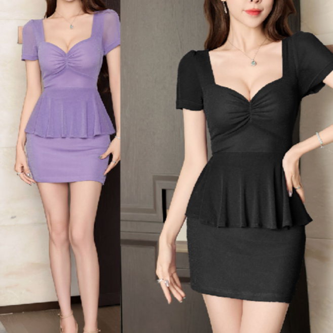 JQS 여름 배가림 빅사이즈 3XL 섹시 미니 원피스 1287