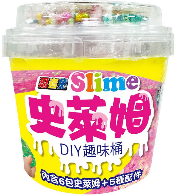 幾米兒童圖書 忍者兔 Slime史萊姆DIY創意桶 (內含6包史萊姆 5種配件) 幼福 史萊姆 起泡王 按壓玩具 黏土 紓壓玩具 玩具 兒童玩具 禮物, 1個, 忍者兔 Slime史萊姆DIY趣味桶