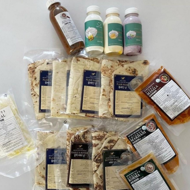 영국식 인도커리 인도난 [300gx3팩] 간단세트 캠핑푸드 집들이, 1세트, 커리 3종+난 4팩+차왈+스윗 라씨