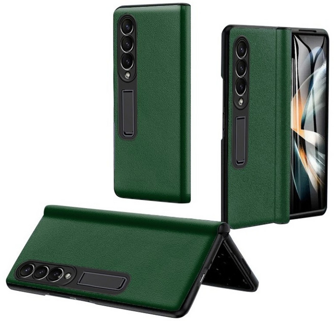 YINUO 갤럭시 Z 폴드3 4 5 6 힌지보호 소가죽 케이스+액정보호 필림 일체형 휴대폰 케이스