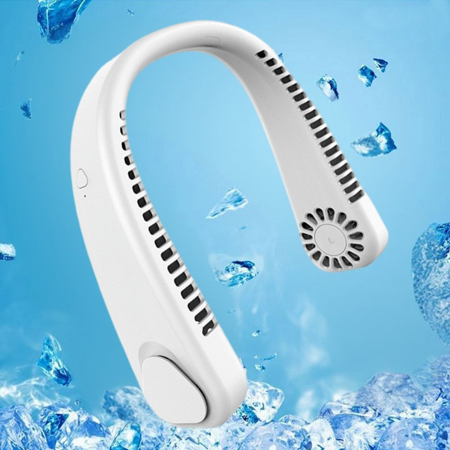 [울트라 냉풍] 포비즈 넥밴드 선풍기 무소음 휴대용 목걸이, 울트라 아이스 화이트 1EA