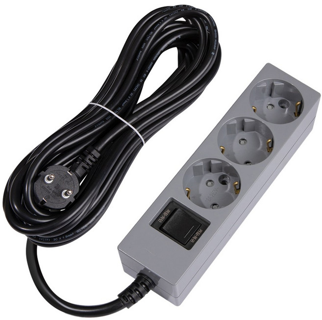 스윗홈 과부하차단 접지형 통합스위치 절전형 16A 멀티탭 3구, 과부하차단 3구 그레이, 1개, 7m