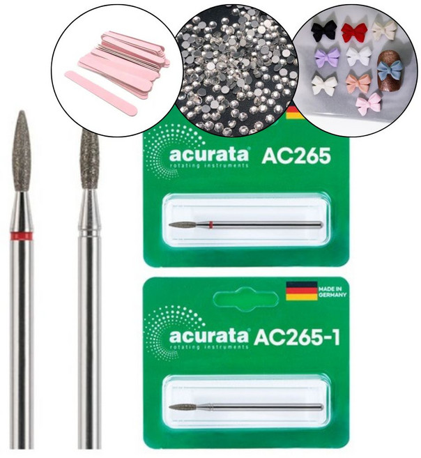 아큐라타 AC265 AC265-1 섬세한 큐티클 띄우기 다이아몬드 비트 +파츠30알, 1개