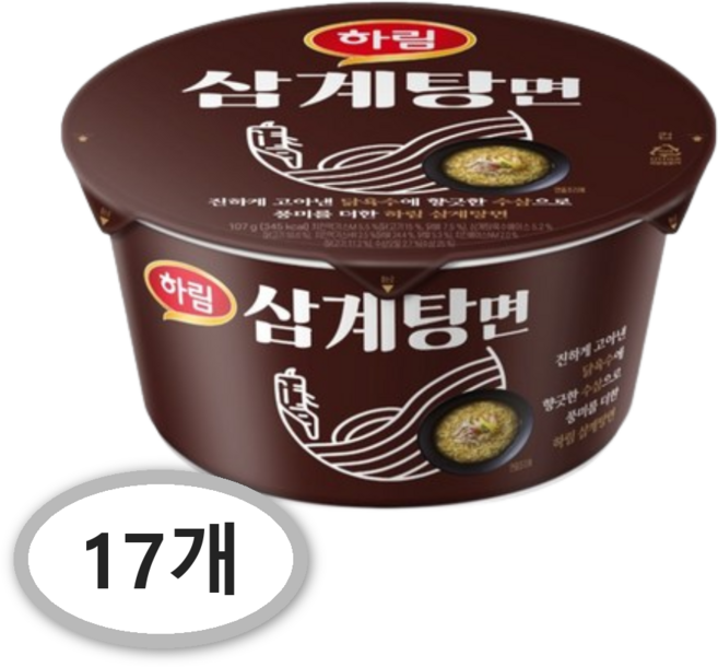 하림 삼계탕면 컵 107g, 17개