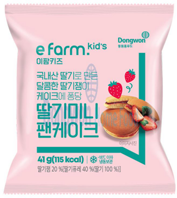 동원홈푸드 이팜키즈 딸기미니팬케이크 41g 20EA BOX 빵 냉동, 20개