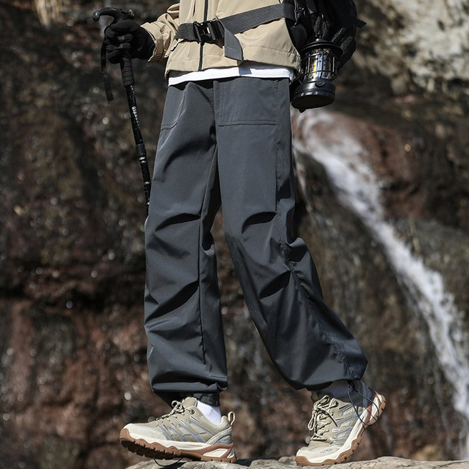 SMOPIG 아웃도어 등산 바지 방수원단 널찍하다 밑단 스트링 조절 트레이닝 캐주얼 바지