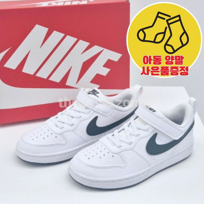 [정품] 나이키 키즈 코트버로우 리크래프트 벨크로 찍찍이 운동화 화이트 빈티지그린 유아 아동 가벼운 발편한 신발 양말증정