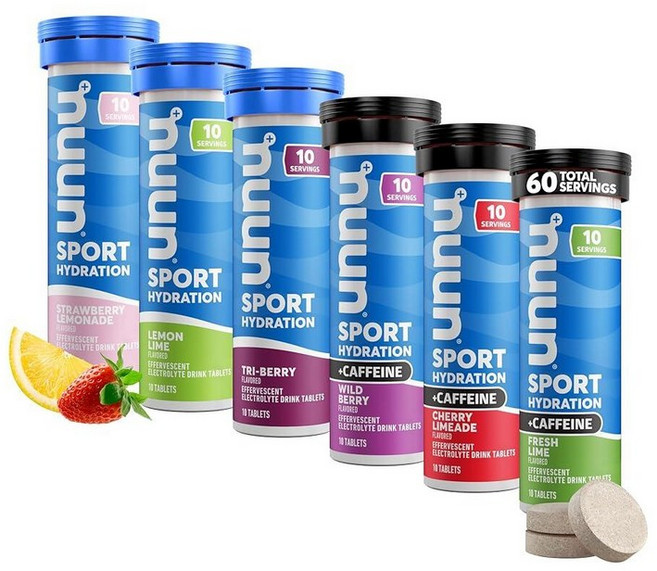 Nuun 스포츠 + 카페인 전해질 태블릿 - 물에 용해 가능 버라이어티 팩 | 수분 공급을 위한 필수 전해질 5개 | 설탕 음료 믹스 1g | 비건 GMO 프리 | 6팩(총, Nuun 스포츠 카페인 전해질 태블릿 물에 용해 가능,