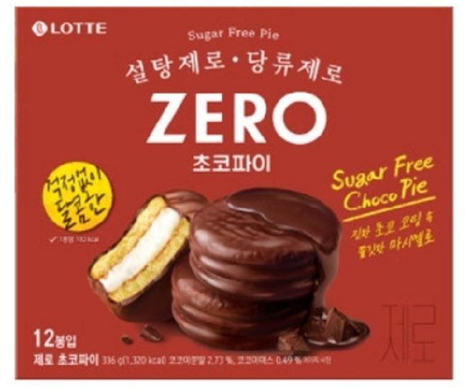 롯데 제로 초코파이 저칼로리간식 무설탕 디저트 무가당 간식 편의점초코파이, 28g, 12개